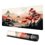 Suluboya Sakura Masa için Büyük Oyun Fare Altlığı, XL Büyük Mouse Pad Oyun Masası Matı, Kaymaz Tabanlı ve Dikişli Kenarlara Sahip Kiraz Çiçeği Mousepad Masa Altlığı, Ev Ofis Çalışmaları için Fare