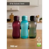 Suluk 3'lü Set Su Şişesi Bpa Free Okul Suluğu Pp-5 Suluk Spor Okul Ofis Suluğu Siyah-Bordo-Mavi 900 ml - Çok Renkli - PP-5 BPA Free