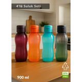 Suluk 4'lü Set Su Şişesi Bpa Free Okul Suluğu Pp-5 Suluk Spor Okul Ofis Suluğu 900 ml - Çok Renkli - PP-5 BPA Free