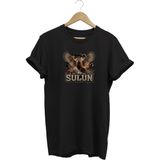 Sülün Grafik Baskılı Bisiklet Yaka Pamuklu Avcı Doğa Tişört - Siyah - XL