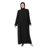 SÜLÜN KADIN NAKIŞ DETAYLI BÜYÜK BEDEN KETEN KUMAŞ ANNE FERACE/PARDESÜ SİYAH