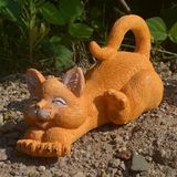 Sume Dekoratif Sevimli Mutlu Kedi Biblo Kedi Heykeli Ev Dekoru Turuncu
