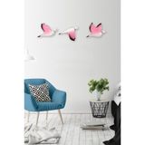 Sume Dekoratif Üçlü Güvercin Duvar Süsü Üçlü Kuş Ev Dekoru Pembe