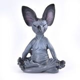 Sume Dekoratif Yoga Yapan Kedi Biblo Meditasyon Minyatür 8 Cm Sfenks Kedisi Dekor Masaüstü Ev Dekorasyon Gri