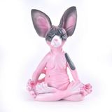 Sume Dekoratif Yoga Yapan Kedi Biblo Meditasyon Minyatür 8 Cm Sfenks Kedisi Dekor Masaüstü Ev Dekorasyon Pembe Siyah