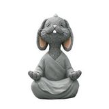 Sume Dekoratif Yoga Yapan Tavşan Biblo Meditasyon Küçük Boy Tavşan Heykeli Ev Dekoru 8x12.5 Cm Gri