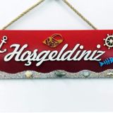 SUME Hoşgeldiniz Kapı ve Duvar Dekoru Süsü 30x11 cm Kırmızı