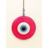 SUME Renkli Cam Hediyelik Nazarlık Duvar Süsü Nazar Boncuğu Pembe