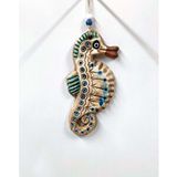 Sume Seramik Mini Deniz Atı Figürlü Dekoratif Duvar Süsü 9x18 Cm Çok Renkli