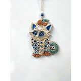 Sume Seramik Mini Kedi Dekoratif Duvar Süsü 16x11 Cm Çok Renkli