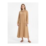 SUMEF Kadın %100 Pamuk Oversize Maxi Elbise 38/48 Beden Uyumlu Cep Detaylı Rahat Kalıp