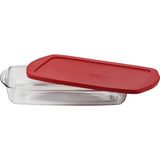Sumeno 59006 Borcam Kapaklı Tencere, 33 x 19 x 5 Cm, Kırmızı Kapak - 1 Adet