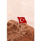 Sümer Telkari Türk Bayrağı Mineli Gümüş Rozet 34