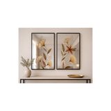 sümercam Ginkgo Zarafeti İkili Aynalı Tablo Seti – 40 x 58 cm Metal Çerçeveli Dekoratif Ayna