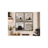 sümercam Mukaddes Mekânlar 4’lü Premium Aynalı Tablo Seti 40x40 cm Metal Çerçeveli