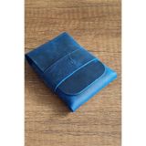 sumerianwallet Minimalist Deri Kartlık Mavi Anahtarlık Hediye Mavi