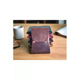 Sumerianwallet Minimalist Dikey Ön Cep Cüzdanı Crazy Deri Tarçın (Anahtarlık Hediye)