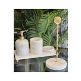 Sümeyra Marble Art ASUDE- GOLD TOP DETAYLI BEYAZ MERMER BANYO SETİ- 5 PARÇA