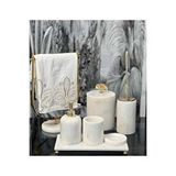 Sümeyra Marble Art ASYA- GOLD TOP DETAYLI BEYAZ MERMER BANYO SETİ- 7 PARÇA