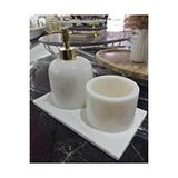 Sümeyra Marble Art Beren - Beyaz Mermer Banyo Seti 3'lü