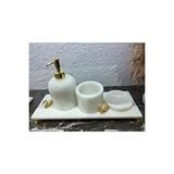 Sümeyra Marble Art Berin Doğal Beyaz Mermer Banyo Seti 4 Lü