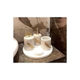 Sümeyra Marble Art Beyaz Mermer Banyo Seti 5 Parça Gold Yaprak Detaylı