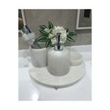 Sümeyra Marble Art Beyaz Mermer Banyo Seti Ayaklı 4lü