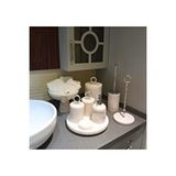 Sümeyra Marble Art Crystal Silver Rings Doğal Beyaz Mermer Banyo Seti 9 lu Beyaz Kase Mermer Havluluk