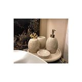 Sümeyra Marble Art DAMLA- BEJ MERMER BANYO SETİ - 5 PARÇA- OVAL HATLI