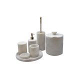 Sümeyra Marble Art Dekoratif Beyaz Mermer Gold Detaylı 7li Banyo Seti Takımı