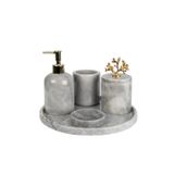 Sümeyra Marble Art Dekoratif Doğal Gri Mermer Gold Mercan Detaylı Banyo Seti Takımı
