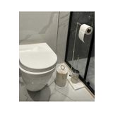 Sümeyra Marble Art DOĞAL MERMER TABANLI WC PEÇETELİK - ÇÖP KOVASI - WC FIRÇALIK - BEYAZ