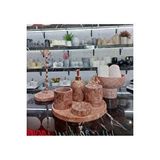 Sümeyra Marble Art Gloria- Doğal Pembe Mermer Banyo Seti | 7 Parça |rose| Mermer Kase |kağit Havluluk|