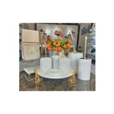 Sümeyra Marble Art Jaguar - Doğal Beyaz Mermer Banyo Seti | 8li | Ayaklı Mermer Tepsili | 2li Mermer El Havluluk |