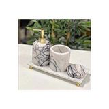 Sümeyra Marble Art Leyli- Gold Top Detayli Leylak Mermer Banyo Seti- 4 Parça