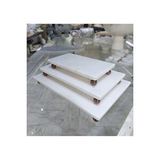 Sümeyra Marble Art Mermer Sunum Tepsisi- 3lü -beyaz ve Bakir