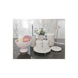 Sümeyra Marble Art Veronica White Silver - Doğal Beyaz Mermer Banyo Seti | 9 Parça |silver| Mermer Vazo |kase Havluluk