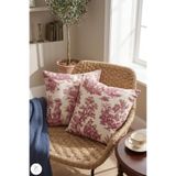 Sumicorn Bordo Toile de Jouy Kırlent Kılıfı 2li Set 43x43 Fransız Desenli Dekoratif Yastık Kılıfı