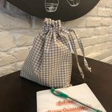 Sumicorn Design Bej Pötikareli Çevre Dostu Bez Keten Büzgülü İpli Düzenleyici Kese, Makyaj Çantası