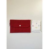 Sumicorn Design Keten Yıkanabilir Çıtçıt Detaylı Ped Çantası, Mini Cüzdan,kartlık,çanta Içi Düzenleyici - Bordo