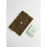 Sumicorn Design Keten Yıkanabilir Çıtçıt Detaylı Ped Çantası, Mini Cüzdan,kartlık,çanta Içi Düzenleyici - Haki