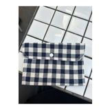 Sumicorn Design Lacivert Büyük Pötikareli Yıkanabilir Çıtçıt Detaylı Ped Çantası, Mini Cüzdan, Çanta İçi Düzenleyici