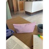 Sumicorn Design Pembe Pötikareli Yıkanabilir Fermuarlı Tek Gözlü Bez Kalem Kutusu Cüzdan