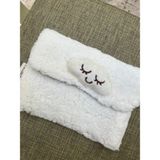 Sumicorn Design Sevimli Peluş Pötikare Astarlı Yıkanabilir Çıtçıt Detaylı Ped Çantası,cüzdan,çanta Içi Düzenleyici - Beyaz