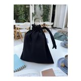 Sumicorn Design Siyah Çevre Dostu Bez Büzgülü İpli Düzenleyici Kese,Makyaj Çantası,Bez Poşet