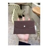 Sumicorn Design Soft Kahverengi Keten Yıkanabilir Çıtçıt Detaylı Ped Çantası, Mini Cüzdan, Çanta Içi Düzenleyici
