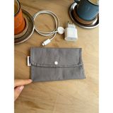 Sumicorn Design Soft Keten Yıkanabilir Çıtçıt Detaylı Ped Çantası, Mini Cüzdan,kartlık,çanta Içi Düzenleyici - 02 - Gri