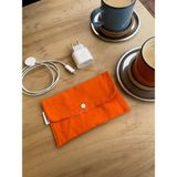 Sumicorn Design Soft Keten Yıkanabilir Çıtçıt Detaylı Ped Çantası, Mini Cüzdan,kartlık,çanta Içi Düzenleyici - Turuncu