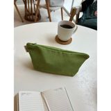 Sumicorn Design Soft Yeşil Yıkanabilir Fermuarlı Tek Gözlü Bez Kalemlik Kalem Kutusu Cüzdan Makyaj Çantası