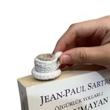 Sumicorn Örgü Kahve Bardağı Kitap Ayracı, Örgü Ayraç, Kitap Aksesuarı, Kitap Severler için Hediye